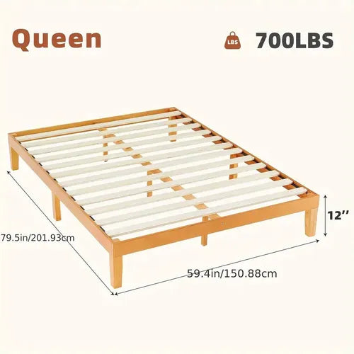 OLIXIS Wooden Bed Frame, Stylish & Noise-Free Design, No Box Spring Needed