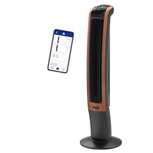 Lasko Oscillating Tower Fan, Bluetooth, 42", Woodgrain,