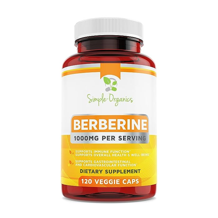 Simple Organics Berberine 500Mg (1000Mg per Serving) - 120 Capsules