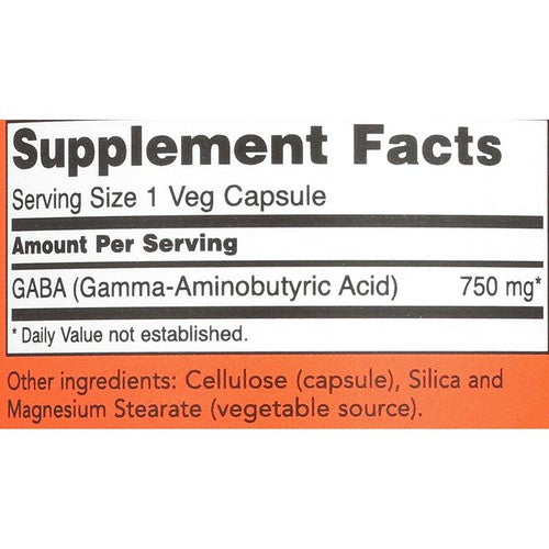 NOW Supplements GABA 750Mg