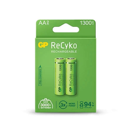 GP ReCyko battery 1300mAh AA, 2 Pack w/Charger