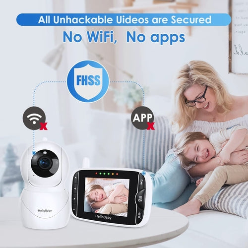 Video Baby Monitor with Camera and Audio, 5 Color LCD Screen, HelloBaby  Monitor Camera, Infrared Night Vision, Temperature Display, Lullaby, Two  Way Audio and VOX Mode 5 inches 