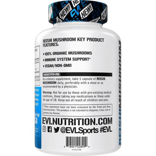 Evlution Nutrition Reishi Mushroom 500Mg, Vegan & Non-Gmo - 60 Servings