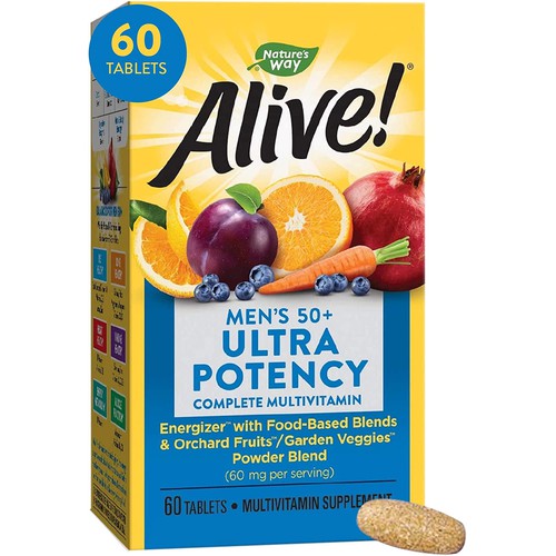 Nature's Way Alive! Men’s 50+ Daily Ultra Potency Complete Multivitamin, 60 Tablets