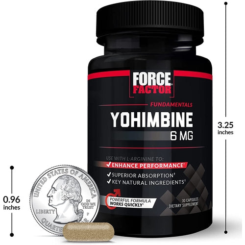 Force Factor Yohimbine Supplement for Men, 6Mg, 30 Capsules