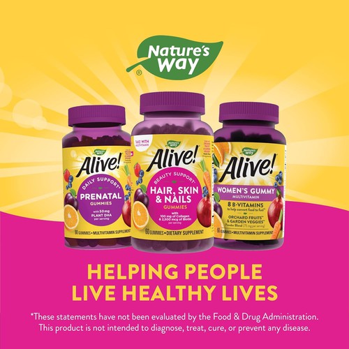Nature's Way Alive! Hair, Skin & Nails Gummies with Biotin and Collagen, 60 Gummies