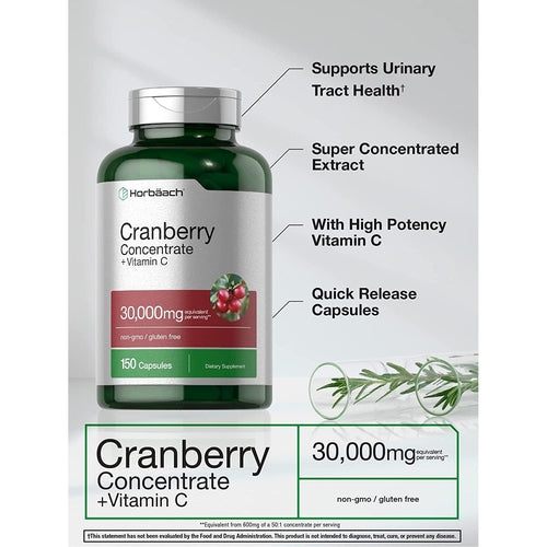 Cranberry Concentrate Extract + Vitamin C 30,000Mg - 150 Capsules
