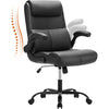 Sweetcrispy Executive Office Chair w/ Lumbar Support, PU Leather & Flip up Arms