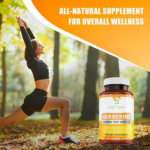 Simple-Organics Berberine 500Mg (1000Mg per Serving) - 120 Capsules