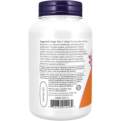 NOW Supplements, Berberine Glucose Support-90 Softgels
