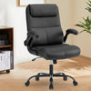 Sweetcrispy Executive Office Chair w/ Lumbar Support, PU Leather & Flip up Arms