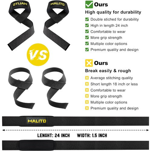 WALITO Gym Weight Lifting Straps - 24" Wrist Wraps