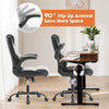 Sweetcrispy Executive Office Chair w/ Lumbar Support, PU Leather & Flip up Arms