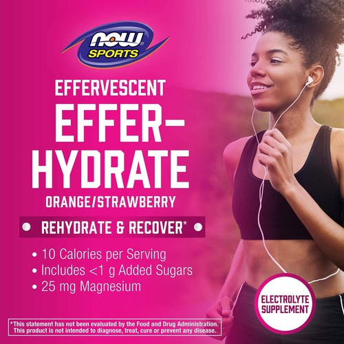 NOW Sports Nutrition, Effervescent Effer-Hydrate, Electrolyte Supplement, 10 Tablets