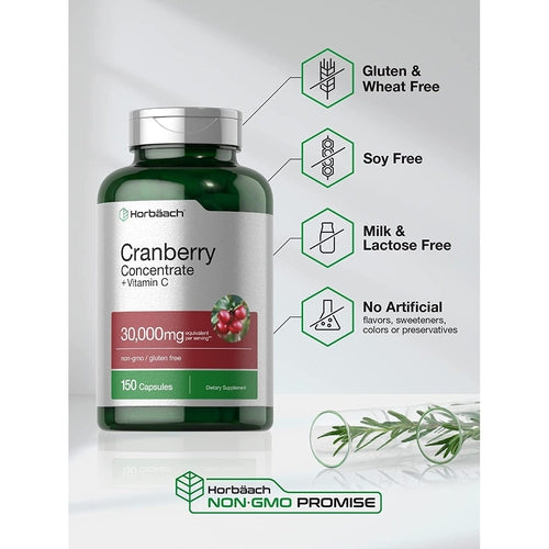 Cranberry Concentrate Extract + Vitamin C 30,000Mg - 150 Capsules