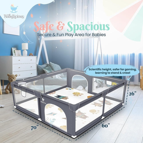  Babylicious Baby Playpen with Full Play Mat 72 X 60 Inch Play Area