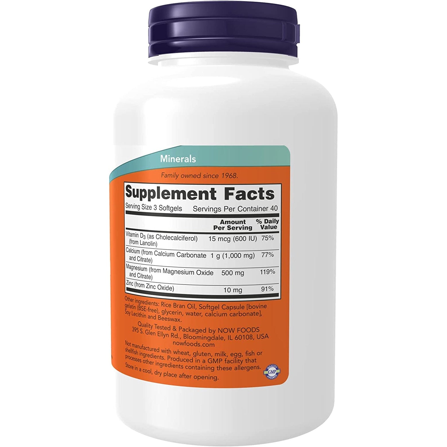 NOW Supplements Calcium & Magnesium with Vitamin D-3 & Zinc