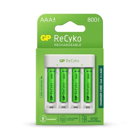 GP ReCyko Battery AAA, 4 Pack w/Charger