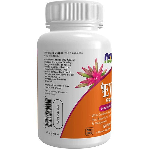 NOW Supplements, Eve™ Women'S Multivitamin with Cranberry, Alpha Lipoic Acid and Coq10, plus Superfruits - Pomegranate, Acai & Mangosteen, Iron-Free, 120 Veg Capsules