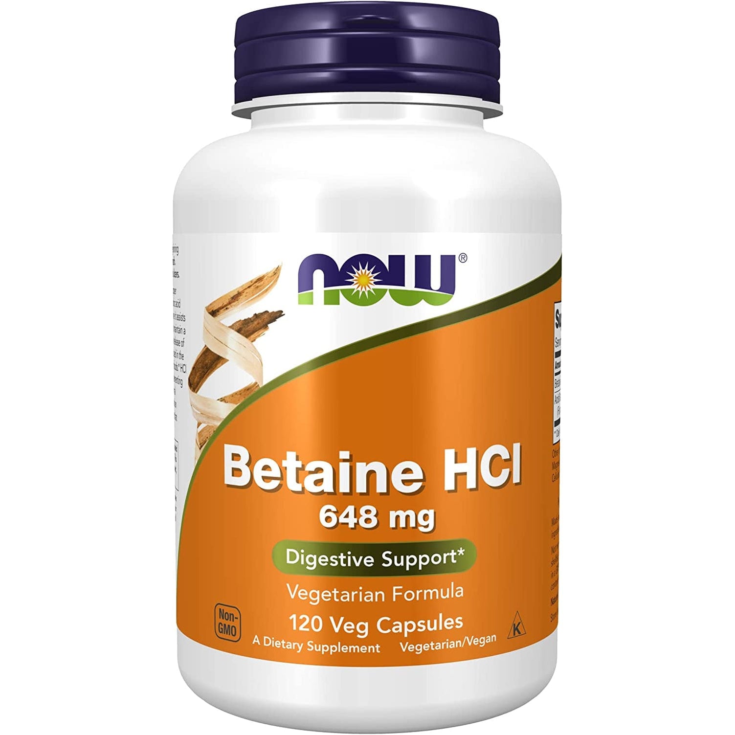 NOW Supplements, Betaine Hcl 648 Mg, Vegetarian Formula, Digestive Support*, 120 Veg Capsules