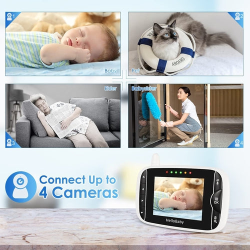 Hellobaby Monitor with Camera and Audio, IPS Screen LCD Display